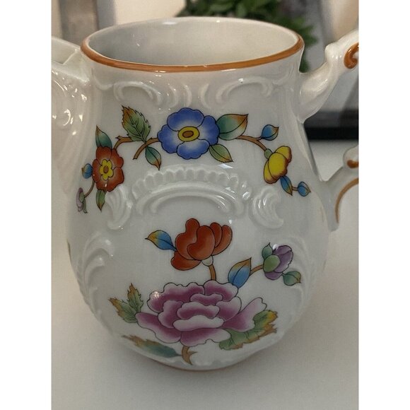 Estee Lauder Chinoiserie Floral Porcelain Creamer Pitcher Butterfly & Flowers - Picture 7 of 16